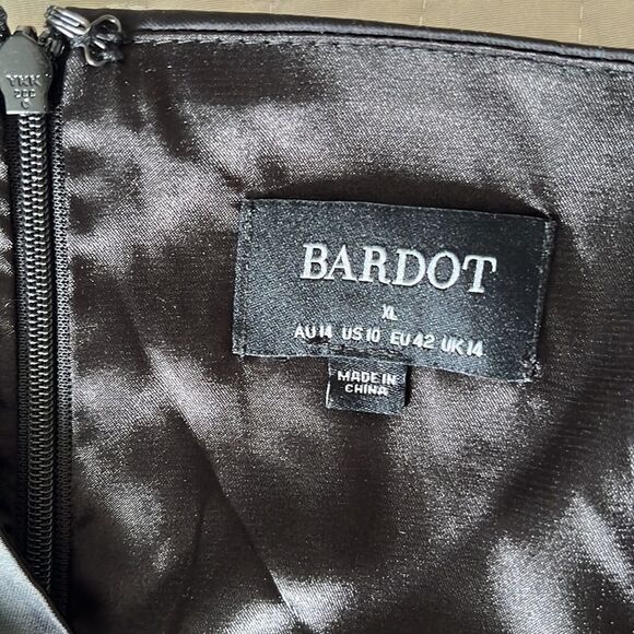 Bardot Dress Womens XL Black Minidress Halter Cross Over‎ Ruched - Picture 7 of 12